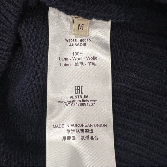 Vestrum Italy NWT 100% Wool Sweater Women’s Sz M Navy - Picture 7 of 13